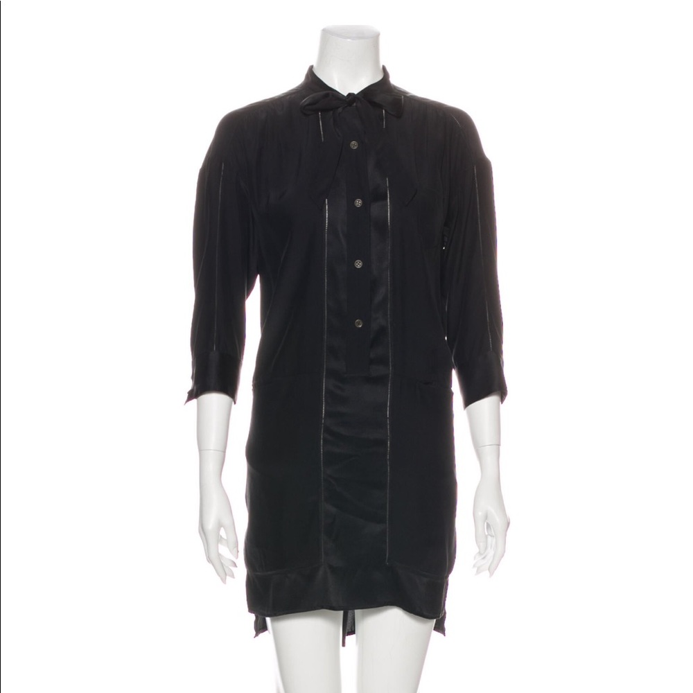 RAG & BONE Black Silk Mini Dress with bow